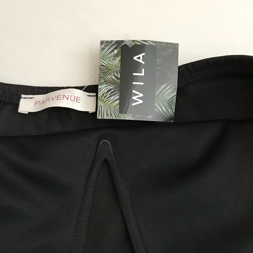 NWT Stylish Strapless Black Dress W/ Floral Skirt - Picture 3 of 4